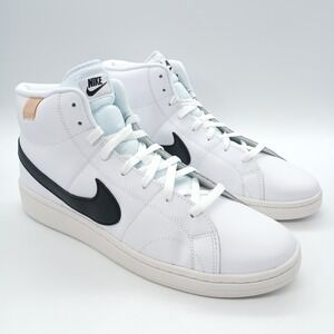 Nike Court Royale 2 Mid White Black Mens Sneakers CQ9179-100 Size 13 Damaged Box